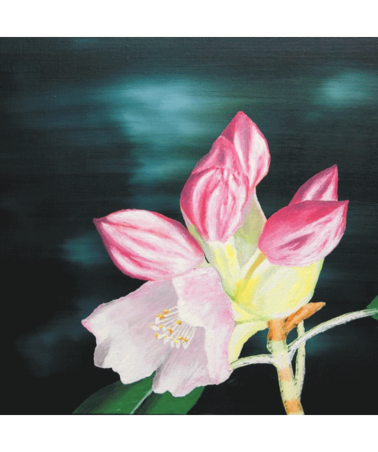 金登美作　油絵「リラの花」 金登美作 油絵「リラの花」 金登美作 油絵「リラの花」